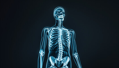 Detailed Medical X-Ray Image Showing Human Skeleton from the Front - 786907263