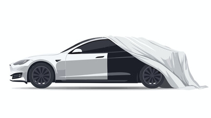 Car reveal event drapes side front view vector isolated