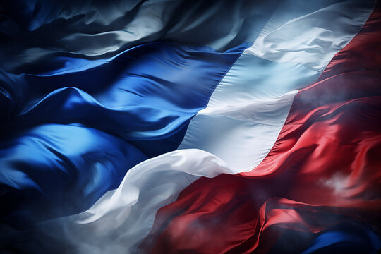 france flag waving, depicting patriotism and national pride Illustration close-up