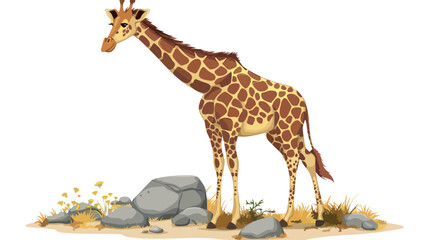 Card with cartoon giraffe. Vector illustration. vector