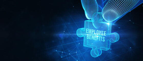 Business, Technology, Internet and network concept. Shows the inscription: EMPLOYEE BENEFITS.  3d illustration