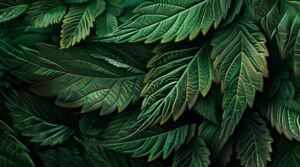 Delve into a mesmerizing illustration of a vibrant green leaf, intricately designed with lifelike textures and details through the innovative use of Generative AI technology