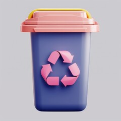 3D waste recycling logo icon, plastic trash can