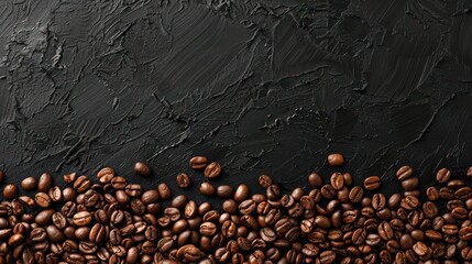 Coffee Beans Arranged on Stylish Black Background
 - obrazy, fototapety, plakaty