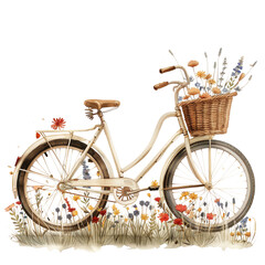 vintage bicycle The basket was filled with wildflowers and plants.png