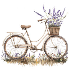 Fototapeta na wymiar vintage bicycle The basket was filled with wildflowers and plants.png