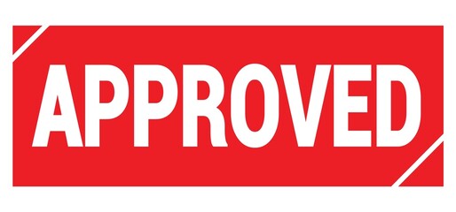 APPROVED text written on red stamp sign.