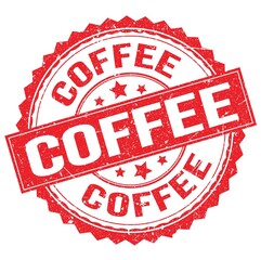 COFFEE text on red round stamp sign