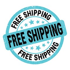 FREE SHIPPING text written on blue-black round stamp sign.