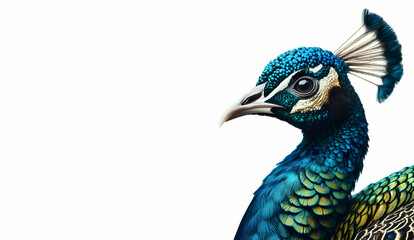 Obraz premium Watercolor colorful peacock vector design with white background, generative ai