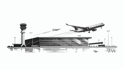 Monochrome mono color airport plane terminal landscape