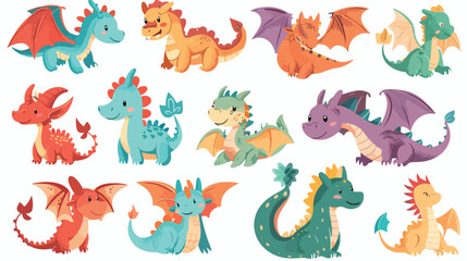 Cartoon cute childrens fairy tale fantasy dragon. Med