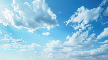 Blue sky background. Natural background. Panorama sky with tiny clouds - obrazy, fototapety, plakaty