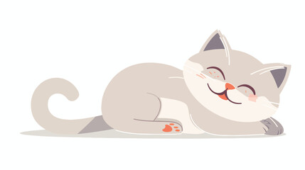 Cartoon cute little cat happy flat vector isolated on