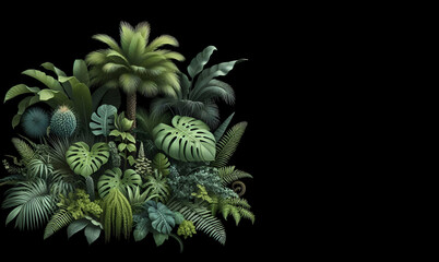 Tropical leaves foliage plants bush floral arrangement nature backdrop on  isolated background, generative ai