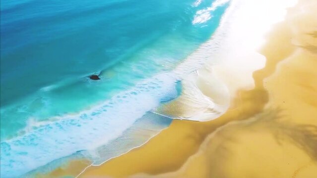 夏の波が流れる自然の海