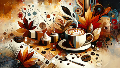 Autumnal Coffee Delight: An AI-Crafted Symphony of Colors and Aromas - 786912473