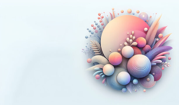 Abstract 3D Easter Eggs and Flowers with a Fairytale Wonderland Theme for Background and Banner, generative ai