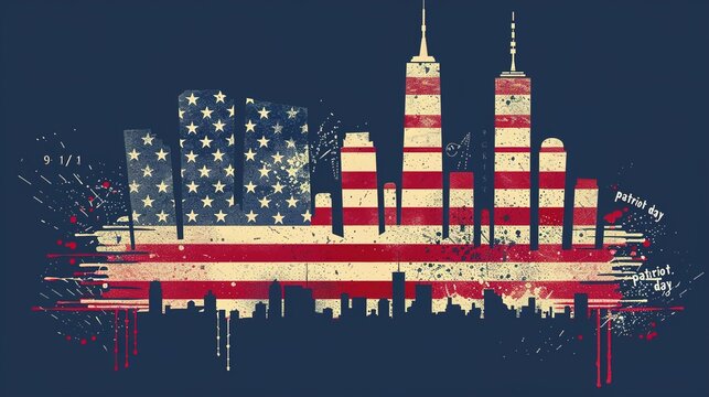 11 September- illustration for Patriot Day USA poster or banner. illustration