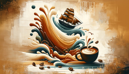 Sailing the Aromatic Waves: An AI-Crafted Journey on a Coffee Sea - 786912832