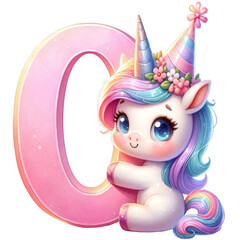 Unicorn with a letter clipart