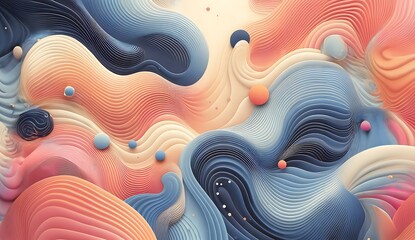 Blue and pink waves on a beige background.

