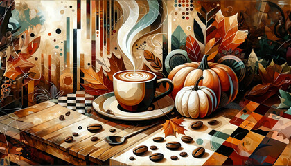 Enchantment of Autumn Wrapped in Coffee Aromas, an AI-generated Sensory Journey - 786913055