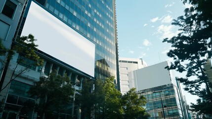 an image of a mockup billboard in a modern city, highlighting its urban context and advertising potential within a bustling urban environment.