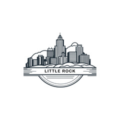 USA United States of America Little Rock city skyline logo. Panorama vector flat US Arkansas state icon, abstract shapes of landmarks, skyscraper, panorama, buildings. Thin line style
