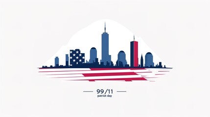 11 September- illustration for Patriot Day USA poster or banner. illustration - obrazy, fototapety, plakaty