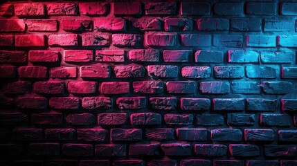 Brick walls without plaster provide a background and texture, as does neon lighting. red and blue...