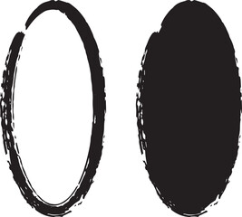 筆で描いた黒い楕円のセット - obrazy, fototapety, plakaty