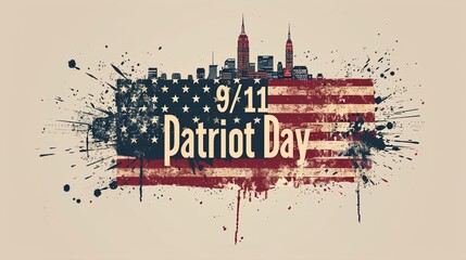 11 September- illustration for Patriot Day USA poster or banner. illustration - obrazy, fototapety, plakaty
