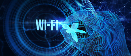 Global Wi-Fi wireless internet technology concept. 3d illustration