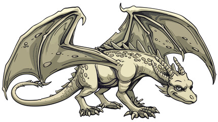 Cartoon Sketch. Dragon with transparent background vector