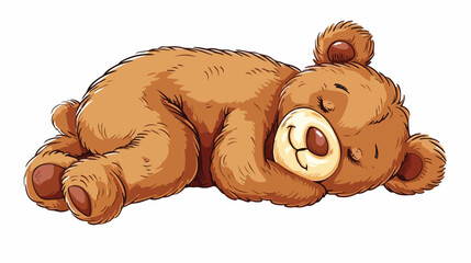 Cartoon sleeping teddy bear isolated on white background