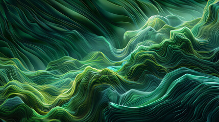Discover the mesmerizing beauty of an abstract green nature landscape wallpaper background illustration, brought to life through Generative AI Technology. 