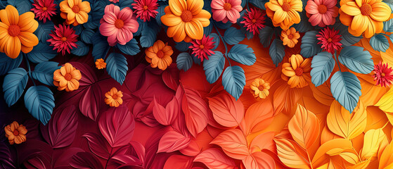 brightly colored paper flowers are arranged in a pattern