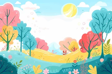 Rollo Cartoon forest, Illustration, colorful, Vector © IMAGE