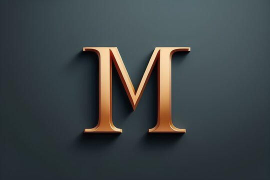 3d letter m on white a background with copy space 