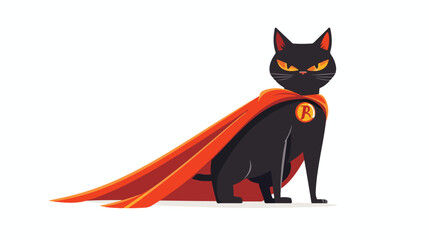 Cat in a superhero cape Vector Illustration heroics n