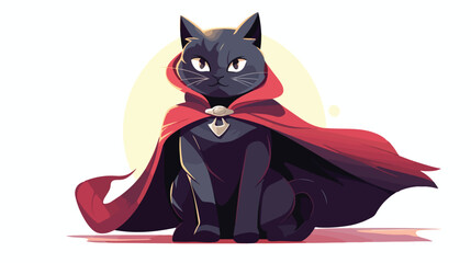 Cat in a superhero cape Vector Illustration heroics n - obrazy, fototapety, plakaty