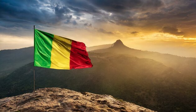The Flag of Mali On The Mountain.