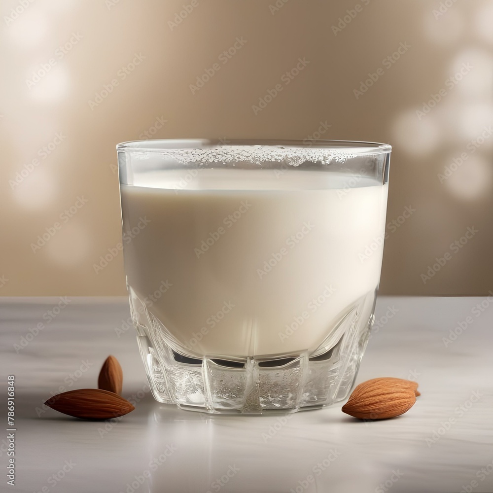 Canvas Prints A glass of creamy rice almond milk with a splash of vanilla5