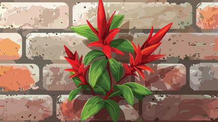 Cayenne flower displayed in front of a brick wall fla
