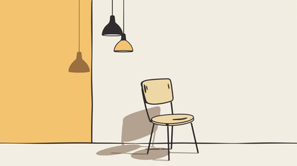 Chair and rom lighting. Home decoration minimalist co - obrazy, fototapety, plakaty
