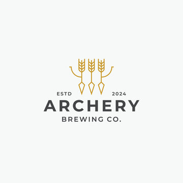 Craft beer logo design template with archery shape concept