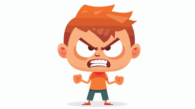 Character very angry flat vector isolated on white background