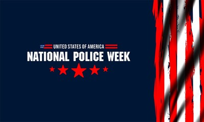 National Police Week. Celebrated in the United States in May. Police Officers Honor and Memorial Day. Poster, card, banner, background design. Vector illustration