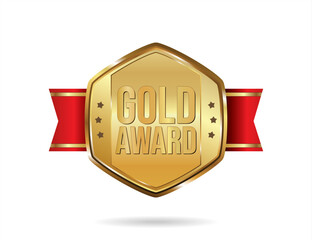 Gold Award badge vector illustration  - 786918220